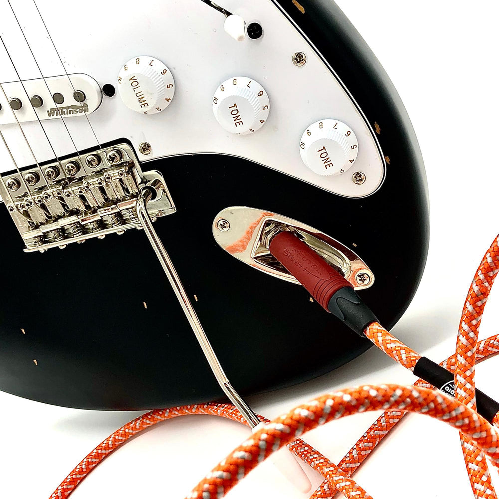 Nextorastore Pro Performance Silent Instrument Cable - Straight Silent to Straight (Orange & White Braid) - Nextorastore