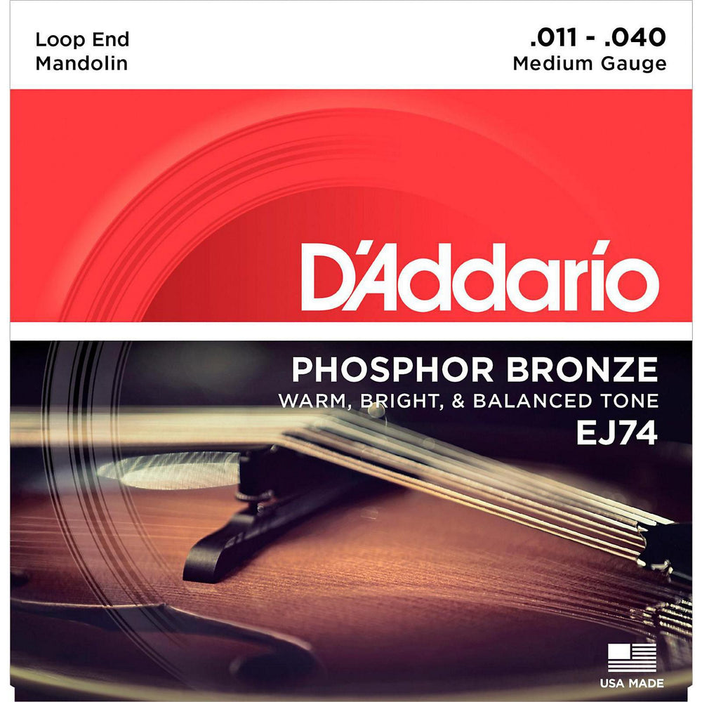 D'Addario EJ74 Mandolin Strings, Phosphor Bronze, Medium, 11-40 - Nextorastore