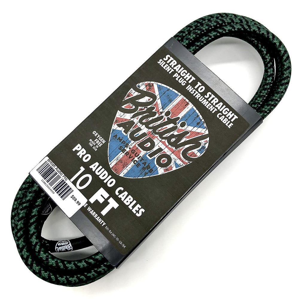 Nextorastore Pro Performance Silent Instrument Cable - Straight Silent to Straight (Kemper Green & Black Braid) - Nextorastore