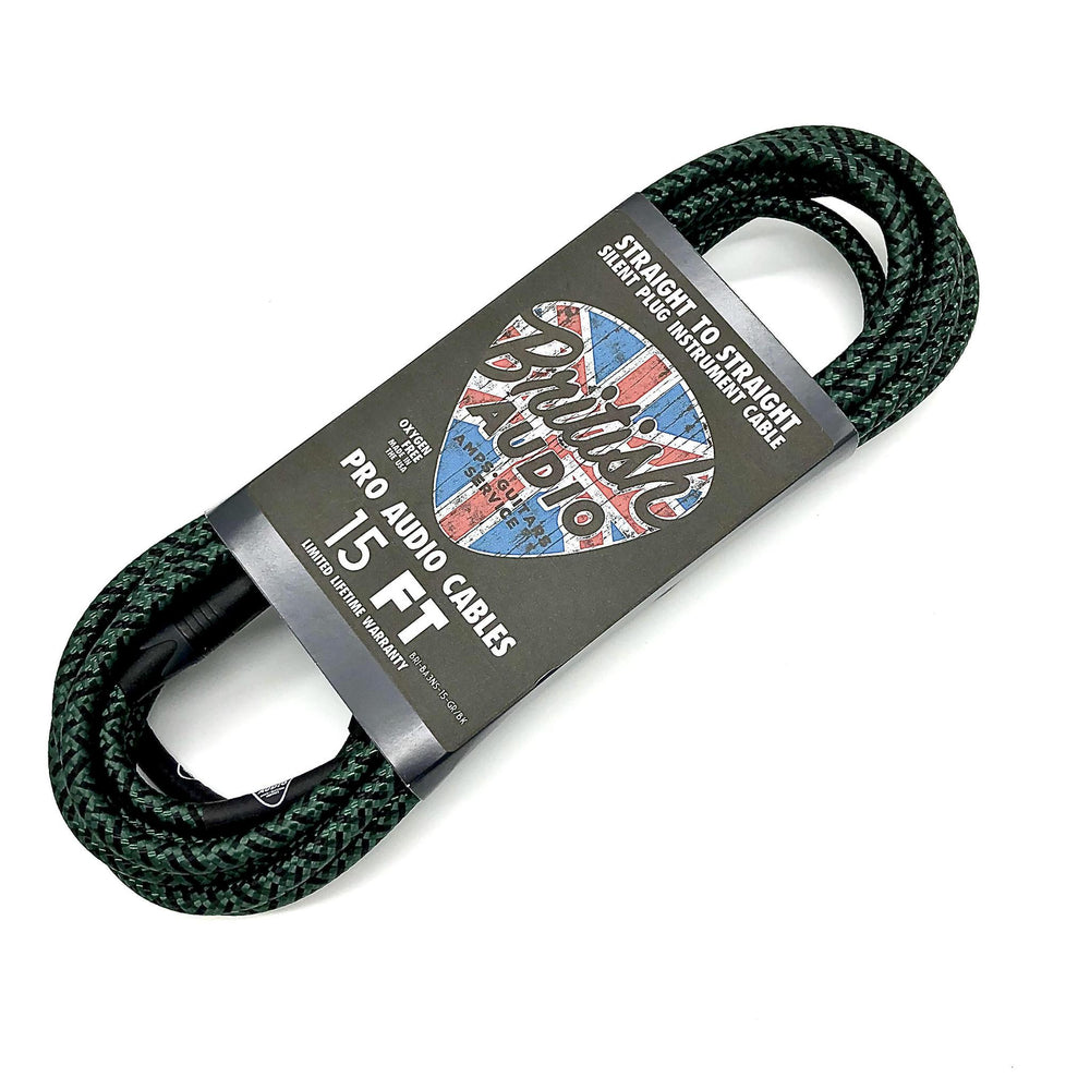 Nextorastore Pro Performance Silent Instrument Cable - Straight Silent to Straight (Kemper Green & Black Braid) - Nextorastore