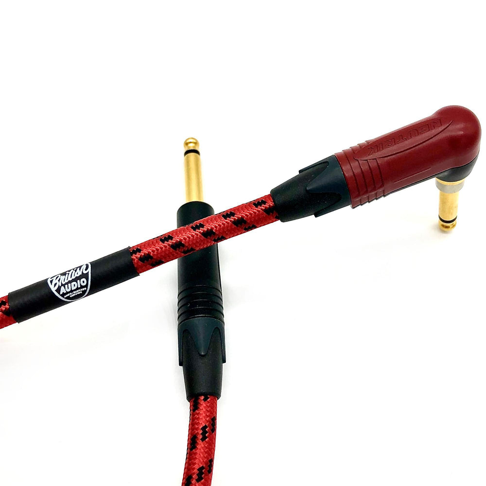 Nextorastore Pro Performance Silent Instrument Cable - Right Angle Silent to Straight (Red & Black Braid) - Nextorastore