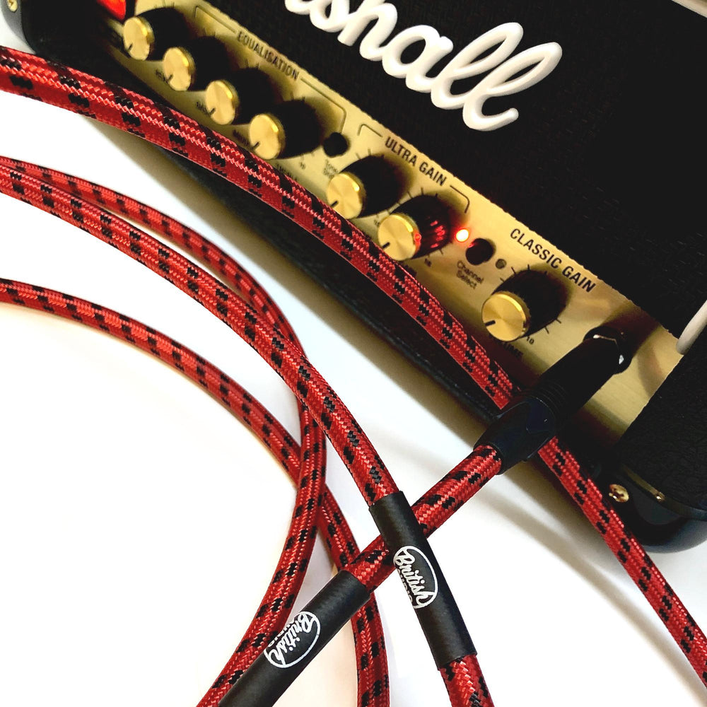 Nextorastore Pro Performance Silent Instrument Cable - Straight Silent to Straight (Red & Black Braid) - Nextorastore