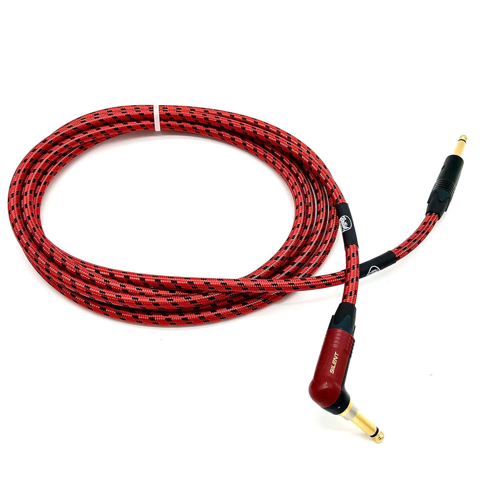 Nextorastore Pro Performance Silent Instrument Cable - Right Angle Silent to Straight (Red & Black Braid) - Nextorastore