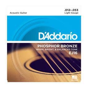 D'Addario EJ16 Phosphor Bronze Acoustic Guitar Strings, Light, 12-53 - Nextorastore