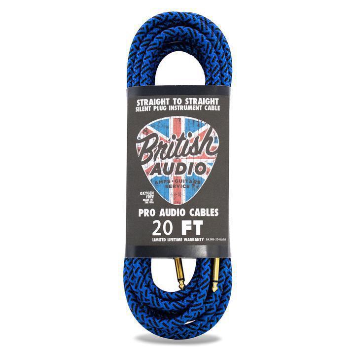 Nextorastore Pro Performance Silent Instrument Cable - Straight Silent to Straight (Blue & Black Braid) - Nextorastore