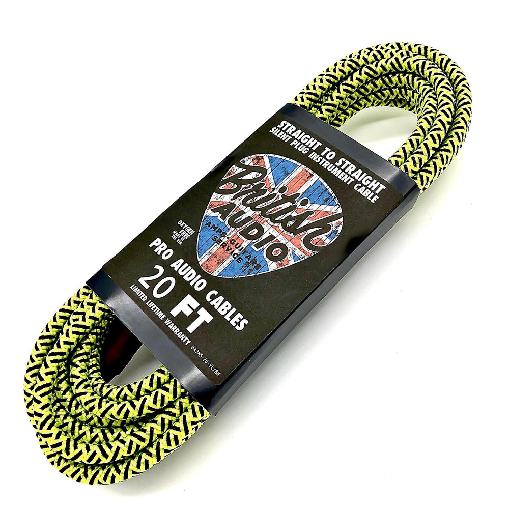 Nextorastore Pro Performance Silent Instrument Cable - Straight Silent to Straight (Trace Elliot Neon Green & Black Braid) - Nextorastore