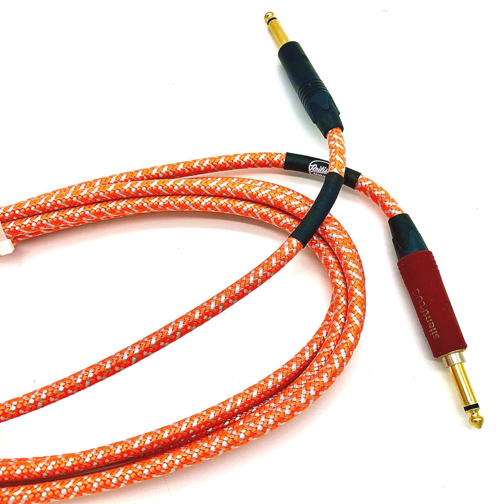 Nextorastore Pro Performance Silent Instrument Cable - Straight Silent to Straight (Orange & White Braid) - Nextorastore