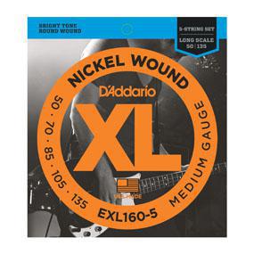 D'Addario EXL160-5 Nickel Wound 5-String Bass, Medium, 50-135, Long Scale - Nextorastore