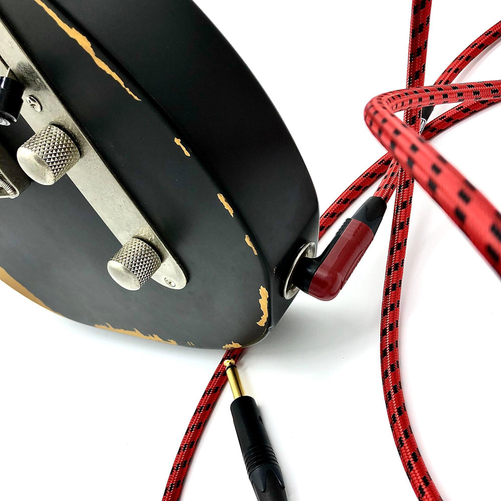 Nextorastore Pro Performance Silent Instrument Cable - Right Angle Silent to Straight (Red & Black Braid) - Nextorastore